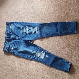 American Eagle Distressed Super StretchHigh Rise Jeggings sz 14 SHORT